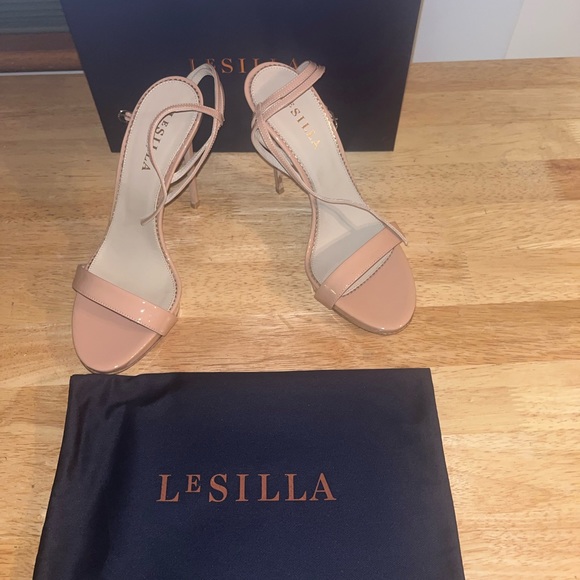 These are authentic LeSilla Phard (Nude) Patent Leather Platform Sandals - Picture 6 of 12